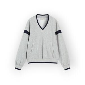 Commense Grey Navy Contrast Trim Oversized Sweatshirt – Size XL